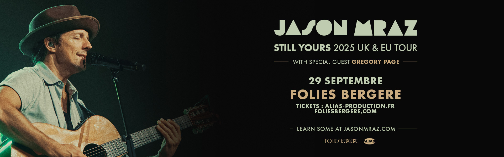 Jason Mraz - 29 Septembre 2025 - Folies Bergère - Billetterie - Paris